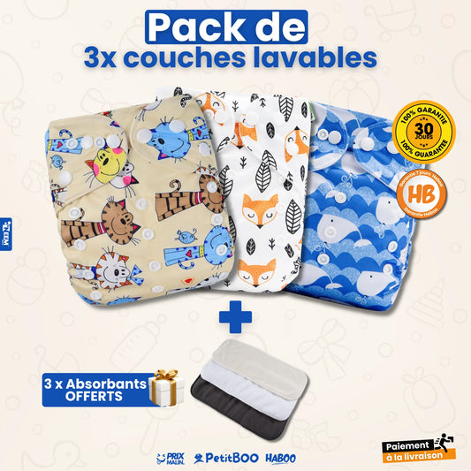 Pack De Six Couches Lavables Et Réutilisable Pendant Plus D'un An