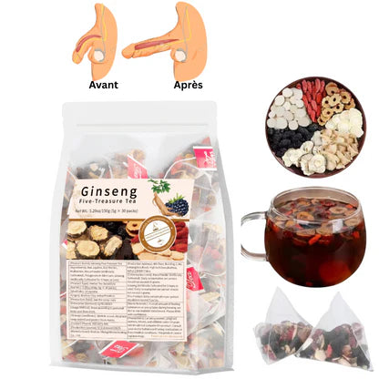 Thé Au Ginseng Chinois- Cinq Trésors Détox Et Vitalités